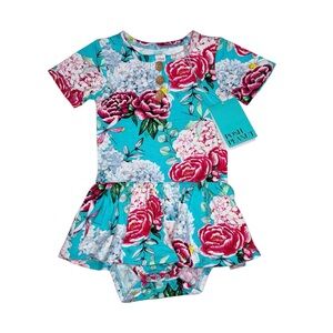 Posh Peanut Eloise Short Sleeve Henley Twirl Skirt Bodysuit